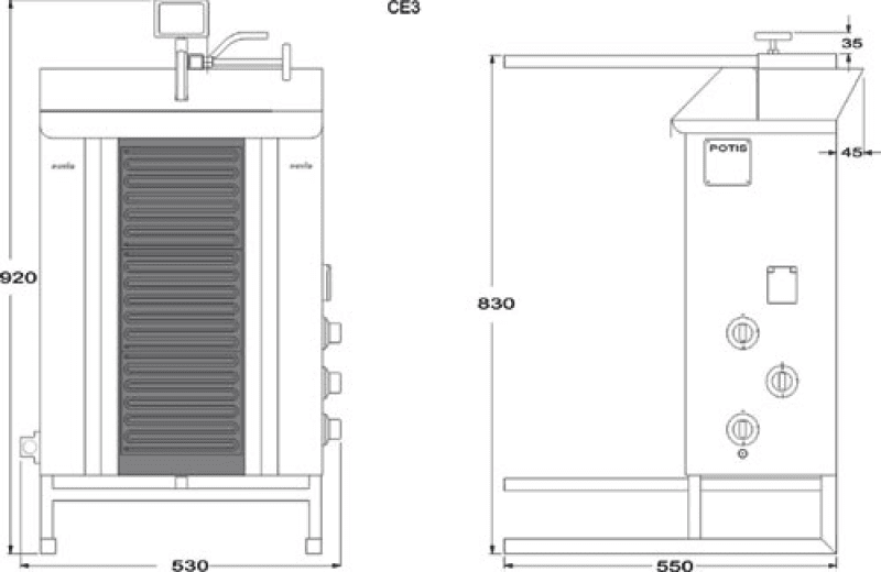 Kebabgrill CE3 - Glaskeramisk Potis